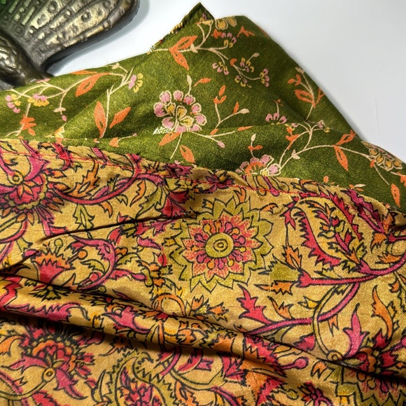 No brand reversible silk boho floral wrap skirt size OS - Picture 11 of 12